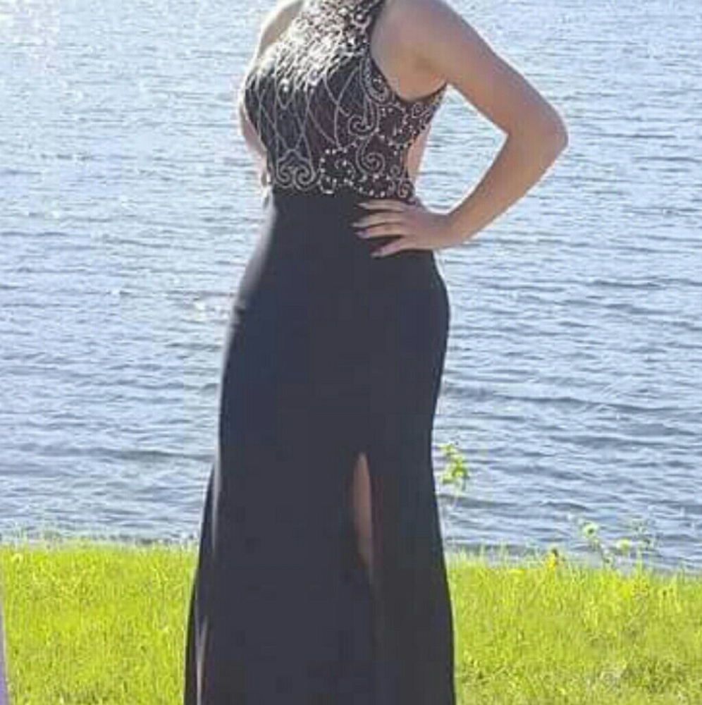 Beaded black prom dress